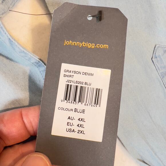 Johnny Bigg Grayson Denim Button Shirt Men 2XL New JB. Originals Weekend Comfort - Picture 6 of 11